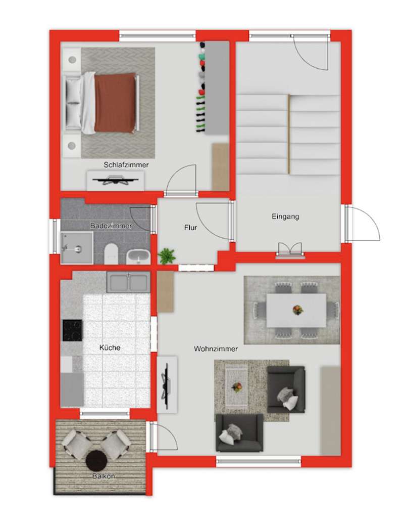 Charmante neu sanierte 2-Zimmer-Wohnung mit Balkon / Garage kann zusätzlich gekauft werden