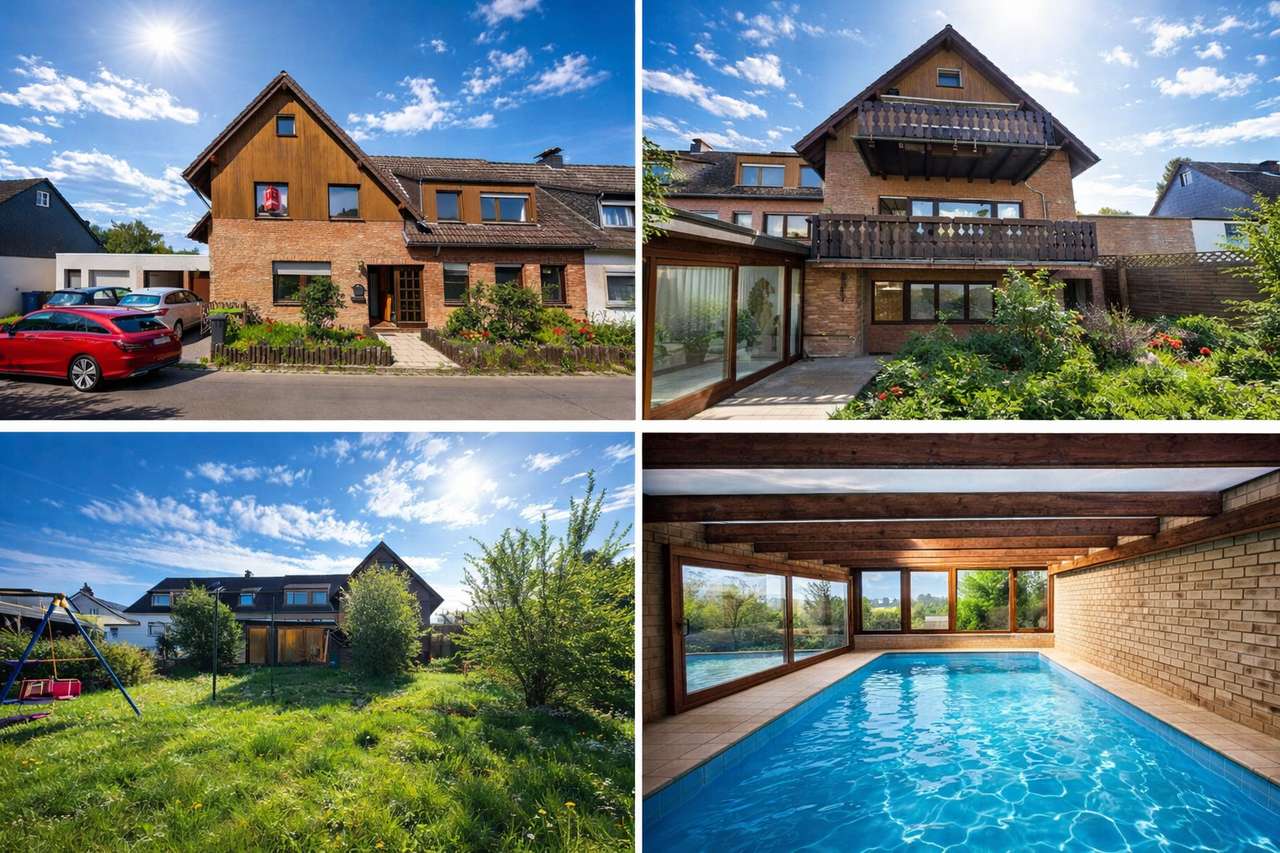 Haus für Ein- oder Zweifamilien, 649 qm Grundstück, Schwimmbad, renovierungsbedürftig 